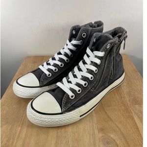 Converse Chuck Taylor All Star Hi Gray Double Zip Canvas High Top Sneakers